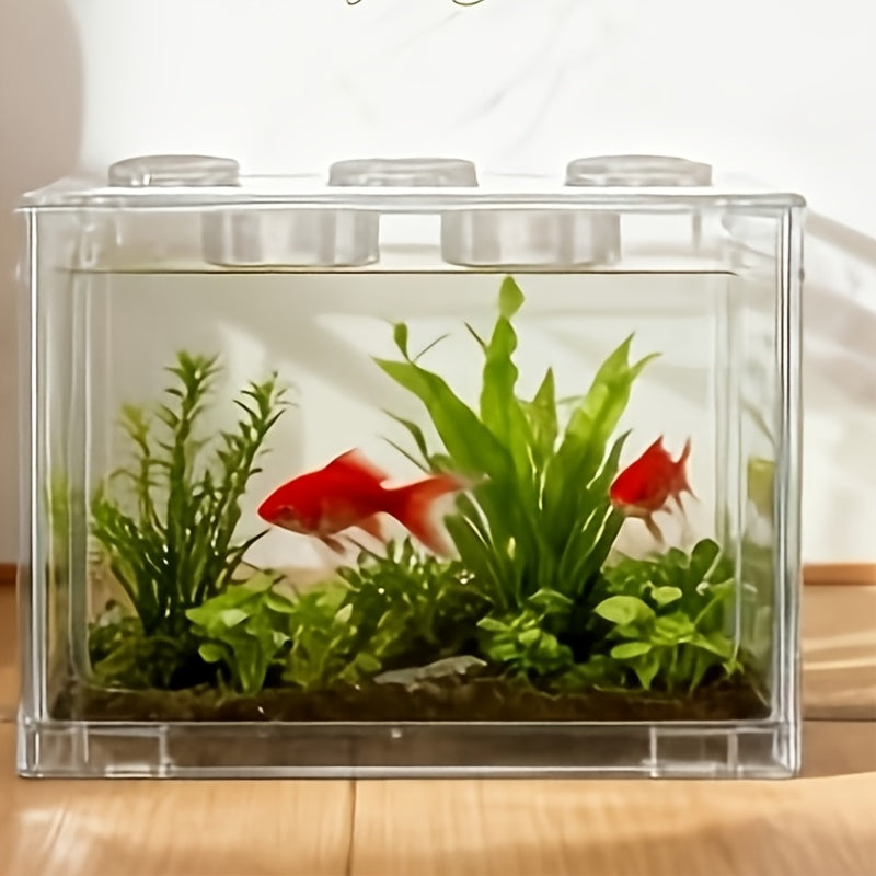 2pcs Cubic Stackable Fish Tanks | Suitable for Desktop Use, Made of ABS Material, Uncharged