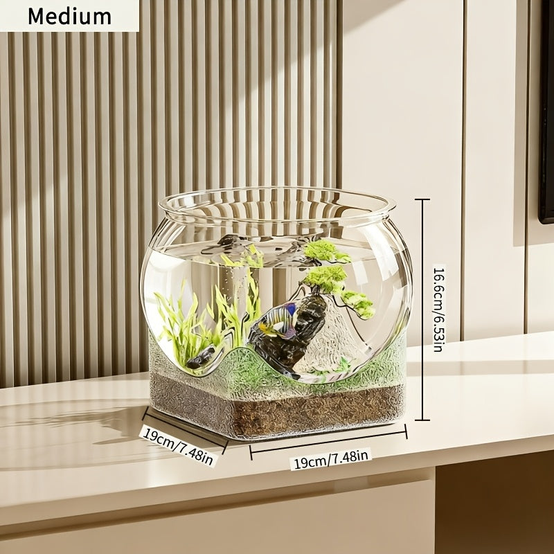 Large Capacity Transparent PET Fish Aquarium Tank with Wavy Design, Drop-Resistant & Sturdy Home Decor Aquarium for Small Space, Easy-to-Clean Habitat for Betta and Pet Fish (Medium & X-Large Size)