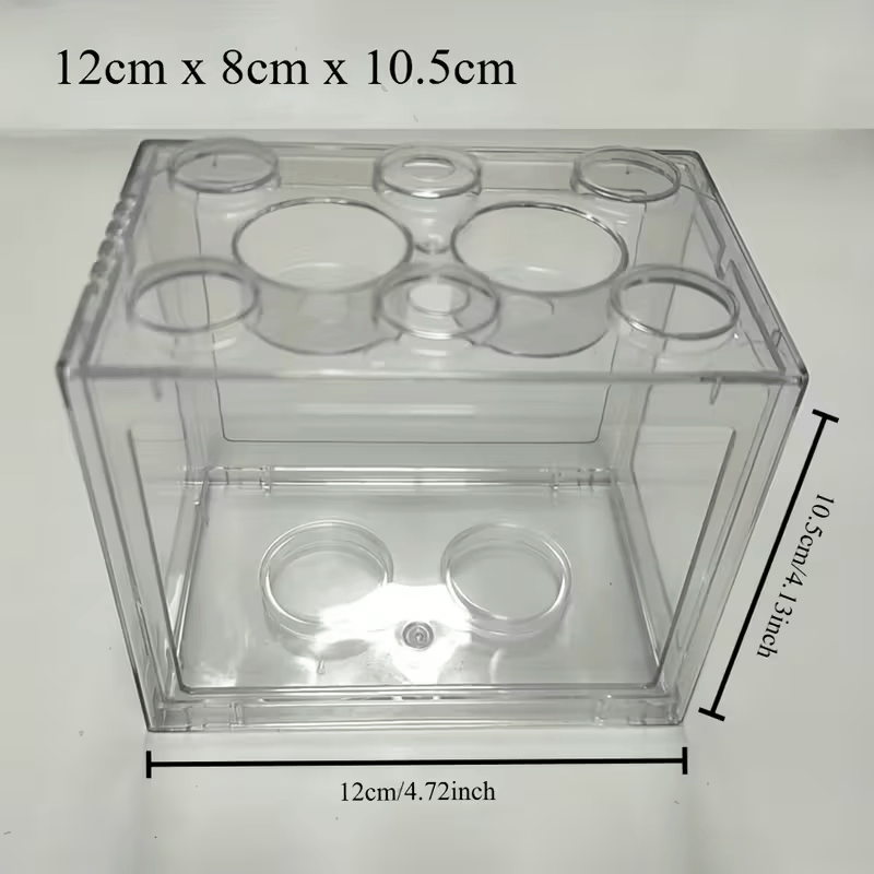 1pc Mini Crystal Fish Tank | Square Acrylic Small Fish Tank with Lid, Transparent Decorative Landscape and Building Blocks, No Power Required, Compact Home Decoration and Pet Care Additions