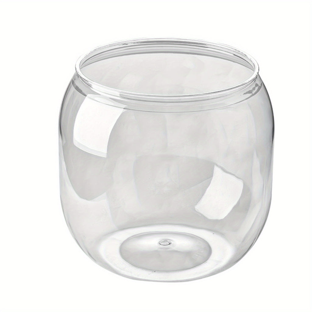 1pc Shatterproof Transparent Acrylic Fish Tank - Large Capacity Round Desktop Aquarium Suitable for Goldfish and Turtles, with Ornamental Plants and Stones, No Electricity Required Tank | Sleek Glossy Design | Natural Aesthetics Style