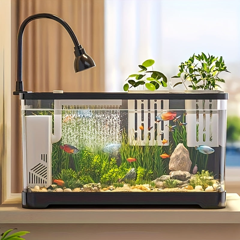 Acrylic Fish Tank High Quality Transparent Acrylic Square Fish Tank with Black Frame | Desktop Aquarium for Goldfish, Shrimp, Sea Turtles, Crabs, Frogs and Algae - Perfect for Living Room Decoration