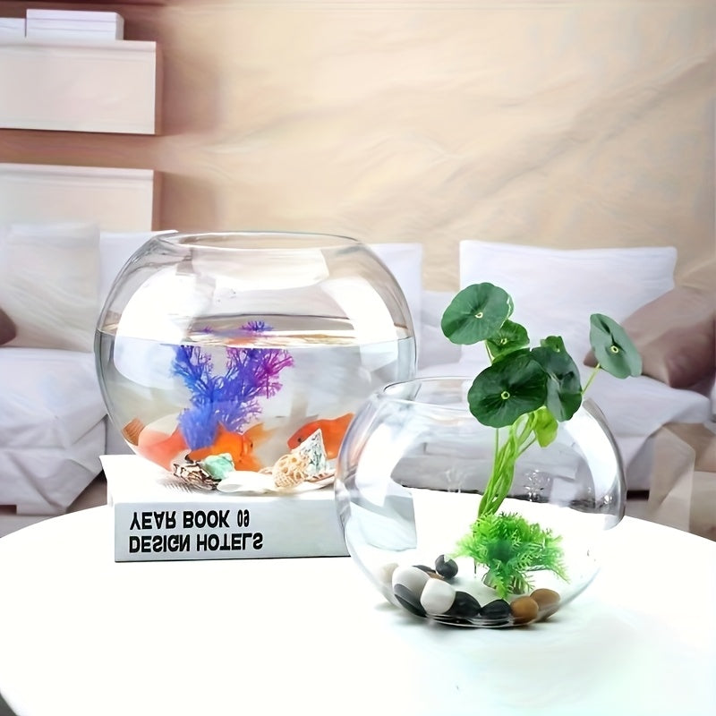 Round Glass Aquarium Fish Tank - Transparent Spherical Fish Bowl with Glass for Freshwater\u002FSaltwater Fish, Aquatic Plants & Home\u002FOffice Aquarium Decor - - Glass Tank for Fish Lovers & Desks, Tables, Small Spaces