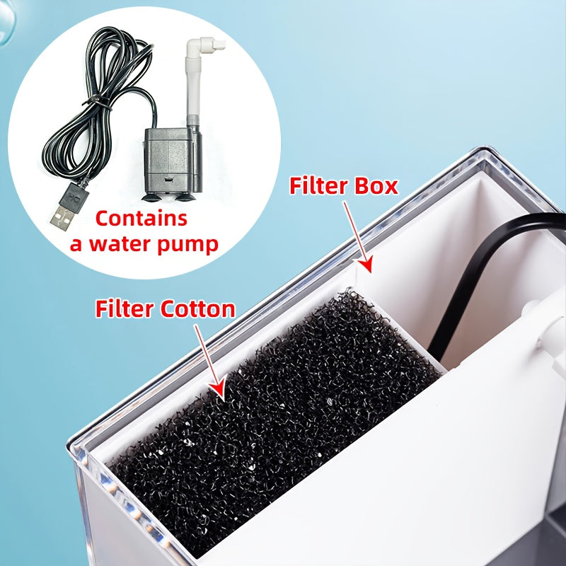 Fish Tank, Ecological Tank, Rectangular Plastic Acrylic Desktop Goldfish, Guppy, Turtle Tank, No Water Change Required, Living Room, Office, Small Household, with Color-changing LED Light Strip, Water Pump, Complete Filtration System