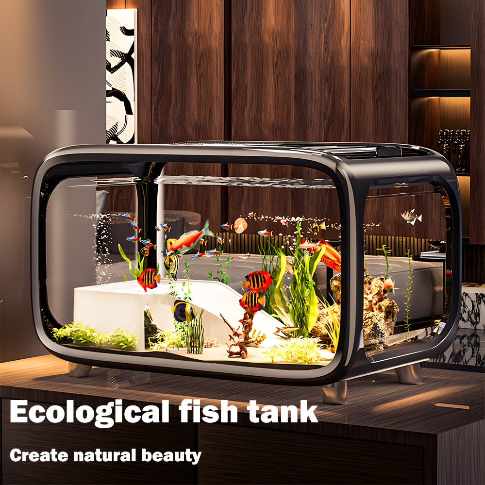 Brown Modern Desktop Eco-Aquarium, Ideal for Home\u002FOffice Decoration. Upgraded Version, Essential for Fish Keeping, Suitable for 180 Scenarios. Desktop Aquarium Decoration, Must-Have for Fish Keeping, Fish Habitat, Modern Desktop Aquarium