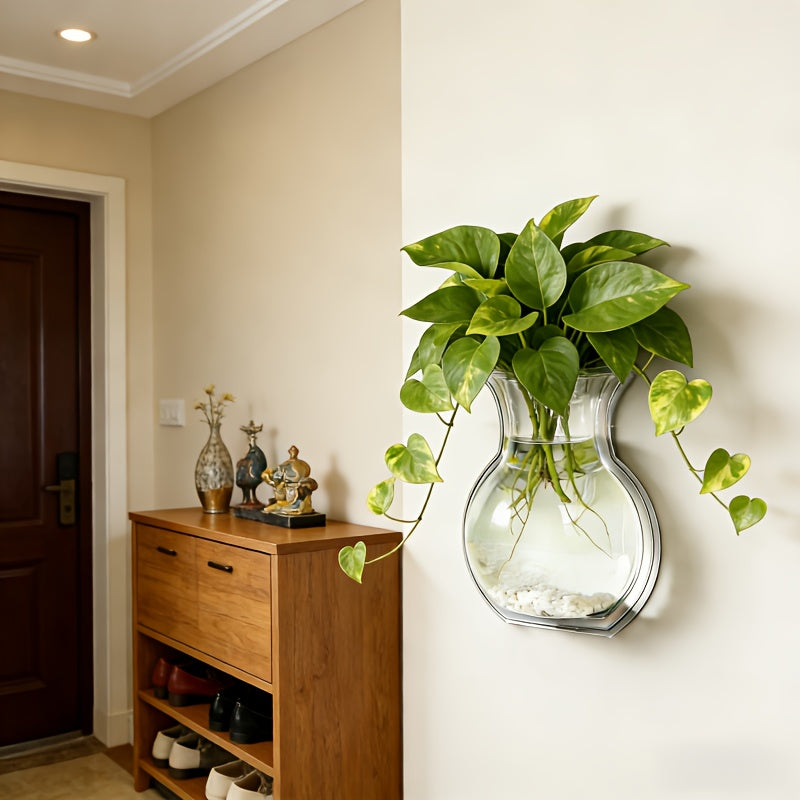 Clear Wall-Mounted Planter, Sturdy Hanging Flower Pot, Compact Fish Tank, Floral Basket, Hydroponic System, Decorative Bonsai Holder, Ideal Transparent Vase for Balcony, Bedroom, Hallway, Yard, And Garden, Perfect Gift for Loved Ones