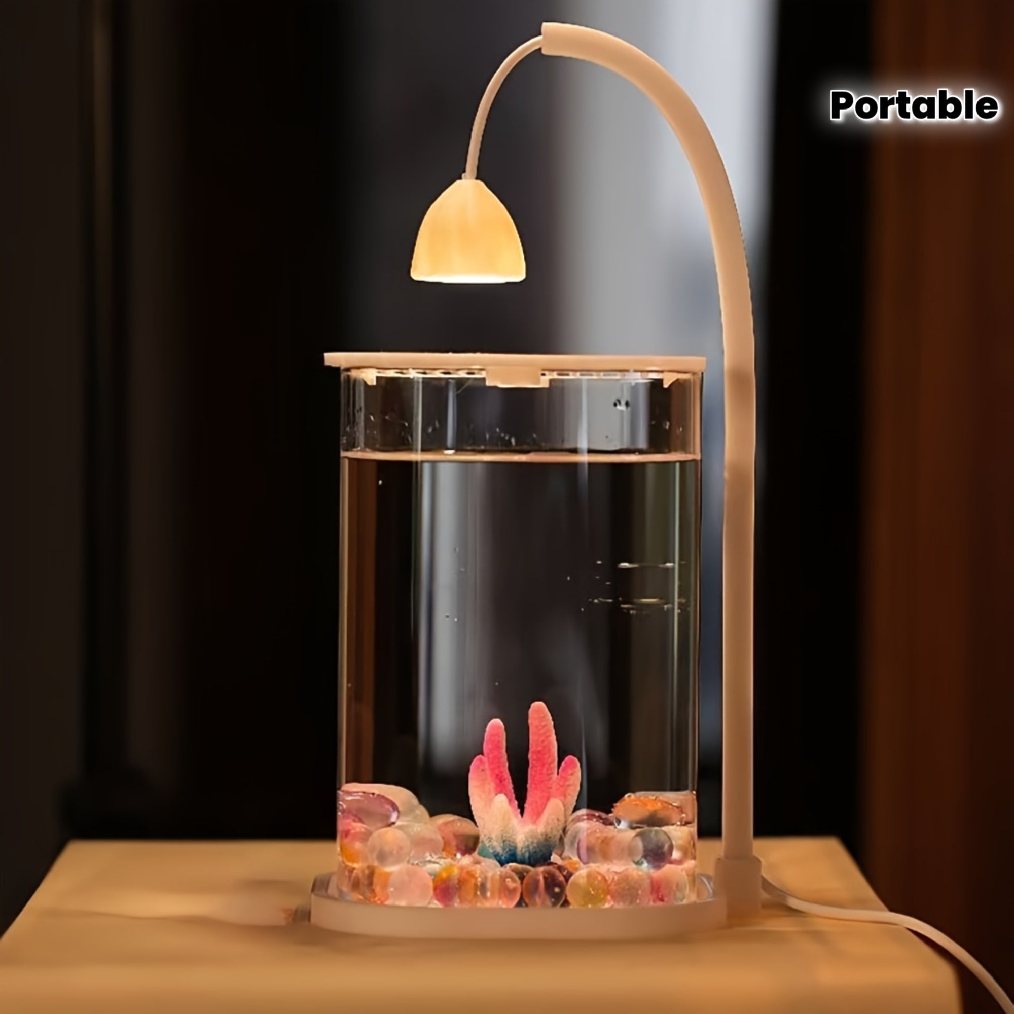 LED Small Fish Tank with Bezel-Less Lid & Aeration Hole - Low-Voltage (36) Tabletop Aquarium Suitable for Home\u002FOffice Decor, Portable Fish Bowl for, -Care Fish Tank