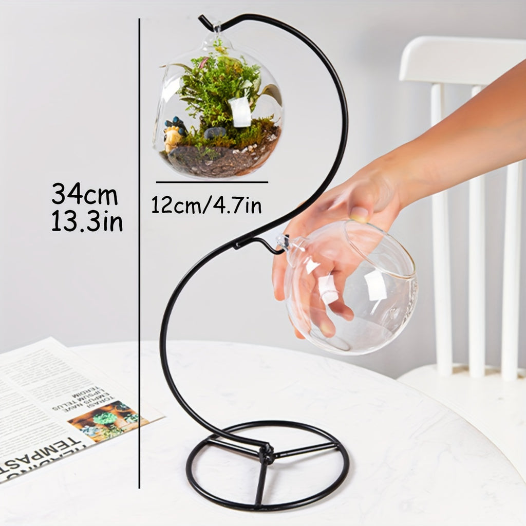 Two Small Glass Hanging Fish Tank With Creative Stand, Mini Tabletop Aquarium
