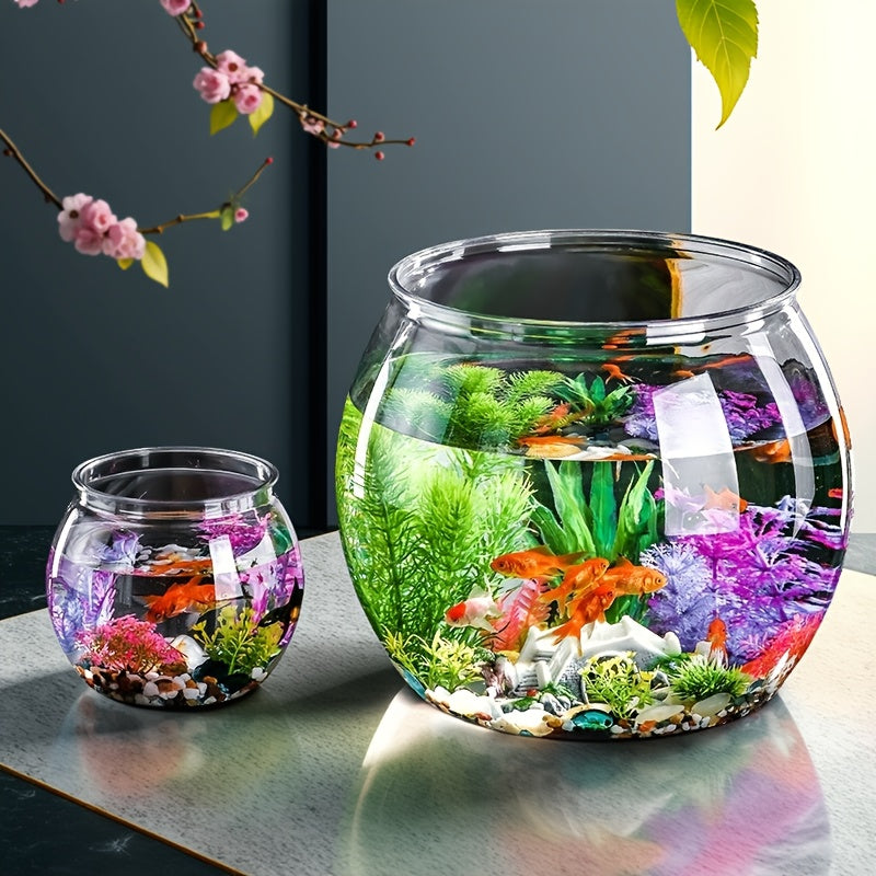 Durable Shatterproof Acrylic Fish Tank Suitable for Betta\u002FGoldfish Aquarium, Round Compact Aquarium with Tank for Desktop & Living Room Decor, Suitable for, Office, Room - Betta Fish Tank, Goldfish Bowl
