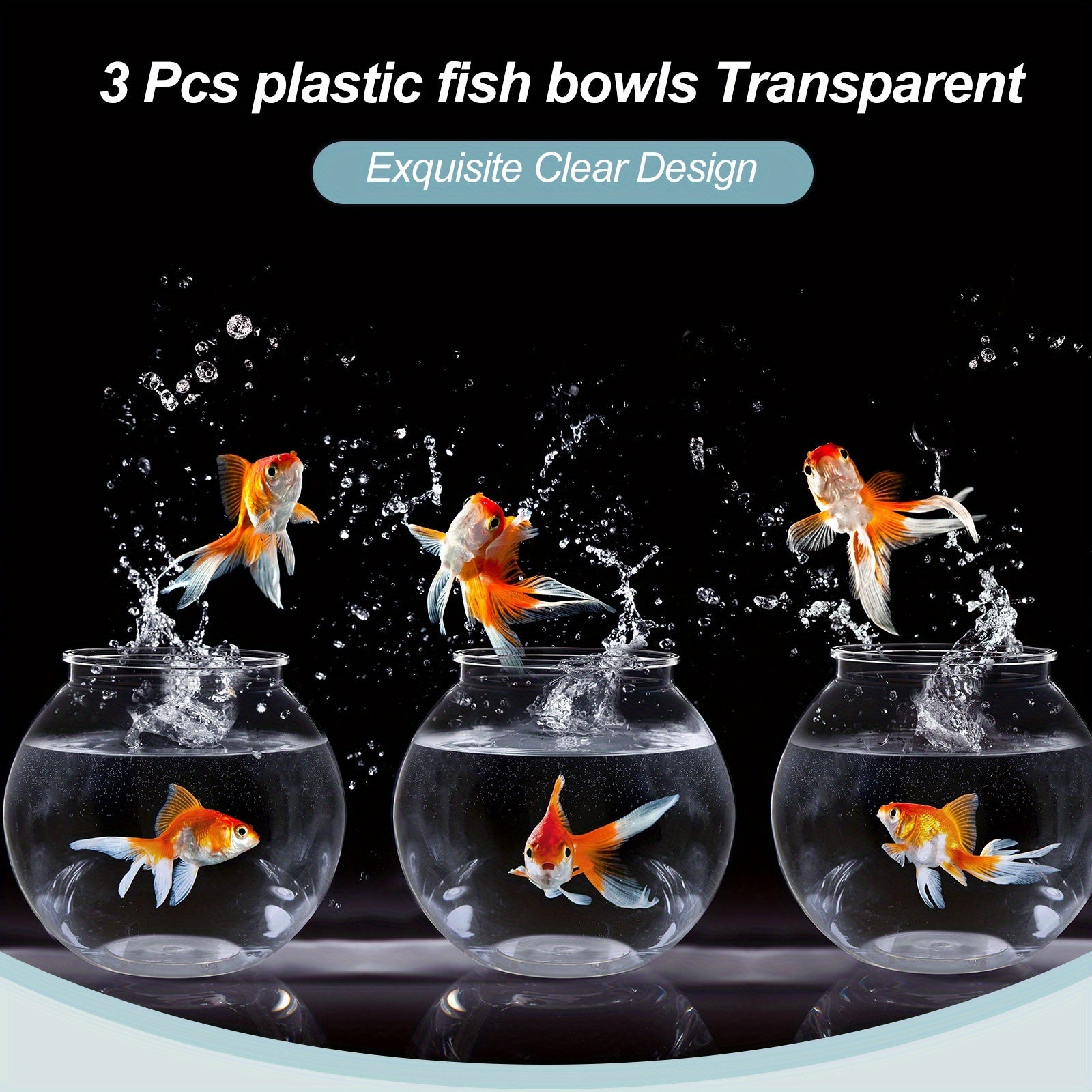 3pcs Plastic Fish Bowls Transparent Small Plastic Fish Tank Shatterproof Fishbowl Clear Round Plastic Aquarium For Betta Fish Goldfish Candy Wedding Party Favor Desktop Decoration, 7, 09 X 6, 3