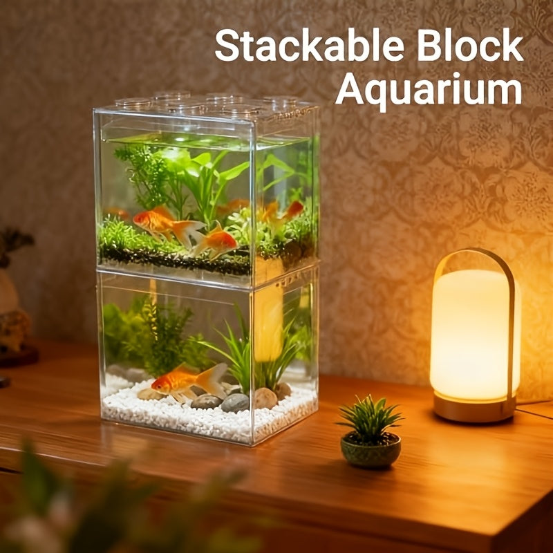 2pcs Cubic Stackable Fish Tanks | Suitable for Desktop Use, Made of ABS Material, Uncharged