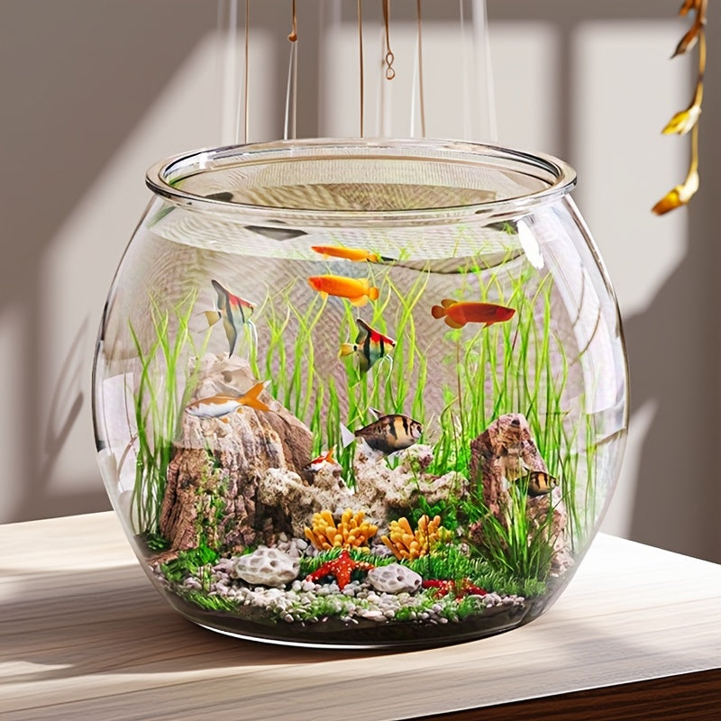 Durable Shatterproof Acrylic Fish Tank Suitable for Betta\u002FGoldfish Aquarium, Round Compact Aquarium with Tank for Desktop & Living Room Decor, Suitable for, Office, Room - Betta Fish Tank, Goldfish Bowl