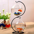 Two Small Glass Hanging Fish Tank With Creative Stand, Mini Tabletop Aquarium